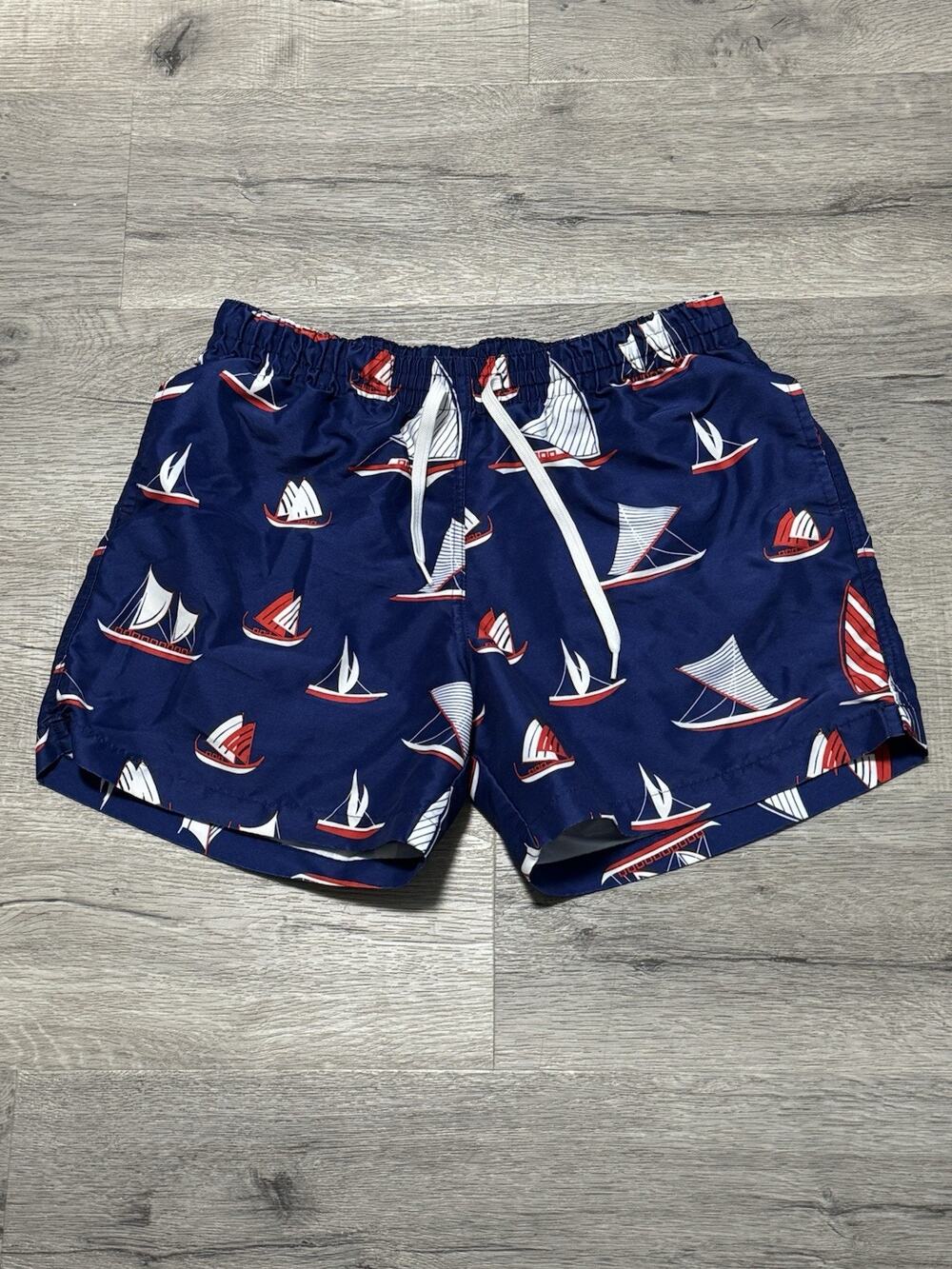 Chubbies Swim Trunks Mens Large Blue Sailboat Print Lined Shorts 5.5 Inseam USA